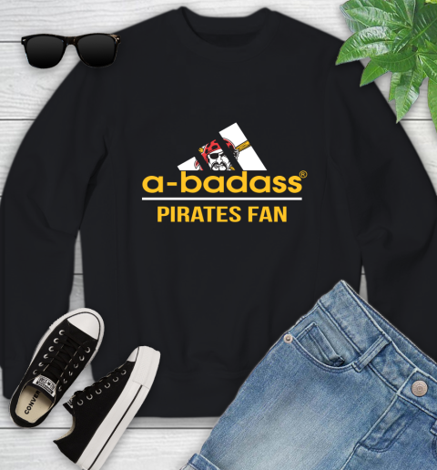 MLB A Badass Pittsburgh Pirates Fan Adidas Baseball Sports Youth Sweatshirt