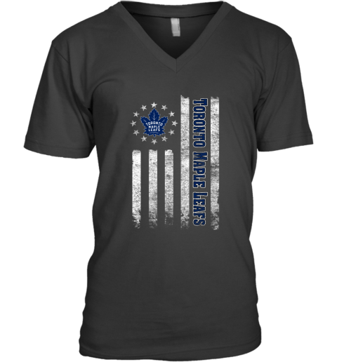 NHL American Flag Hockey Sports Toronto Maple Leafs V-Neck T-Shirt