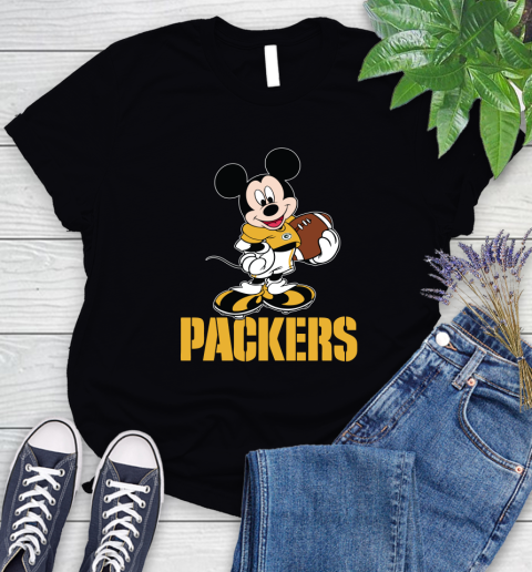 NFL Football Green Bay Packers Cheerful Mickey Mouse Shirt Women's T-Shirt