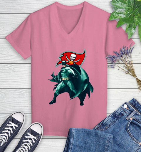 NFL Batman Football Sports Tampa Bay Buccaneers Women's V-Neck T-Shirt 13
