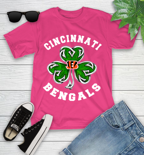NFL Cincinnati Bengals Three Leaf Clover St Patrick's Day Football Sports Youth T-Shirt 11