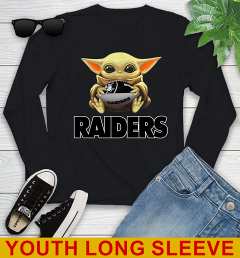 NFL Football Oakland Raiders Baby Yoda Star Wars Shirt Youth Long Sleeve 2