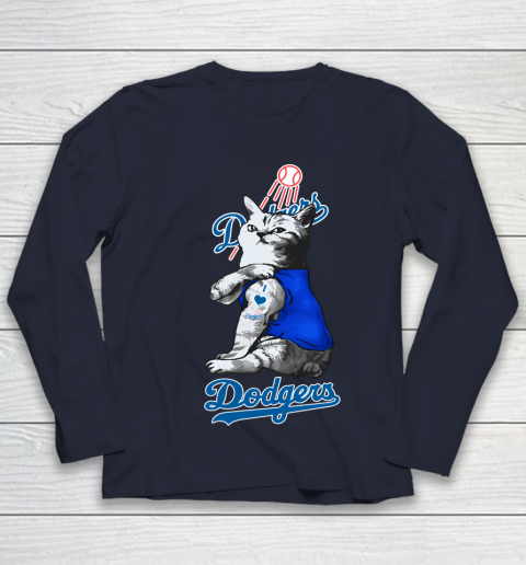 MLB Baseball My Cat Loves Los Angeles Dodgers Youth Long Sleeve 2