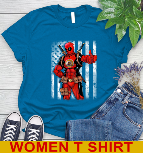 NBA Basketball Indiana Pacers Deadpool American Flag Shirt Women's T-Shirt 8