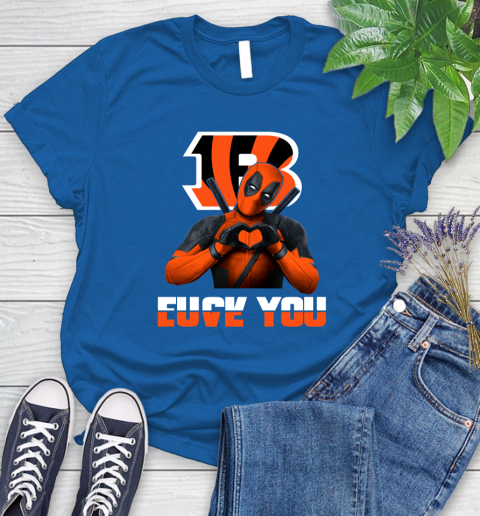 NHL Cincinnati Bengals Deadpool Love You Fuck You Football Sports Women's T-Shirt 12