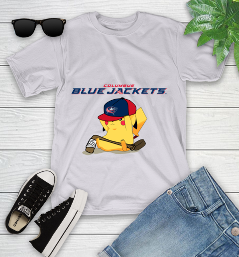 NHL Pikachu Hockey Sports Columbus Blue Jackets Youth T-Shirt 4