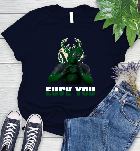 NBA Milwaukee Bucks Deadpool Love You Fuck You Basketball Sports Women's T-Shirt 2