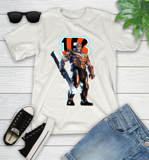 NFL Thanos Gauntlet Avengers Endgame Football Cincinnati Bengals Youth T-Shirt