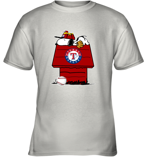 Texas Rangers Snoopy And Woodstock Resting Together MLB Youth T-Shirt
