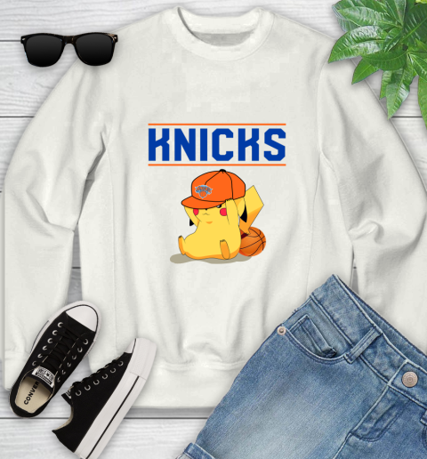 NBA Pikachu Basketball Sports New York Knicks Youth Sweatshirt