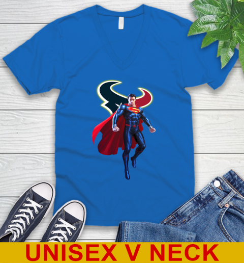 NFL Superman DC Sports Football Houston Texans V-Neck T-Shirt 6