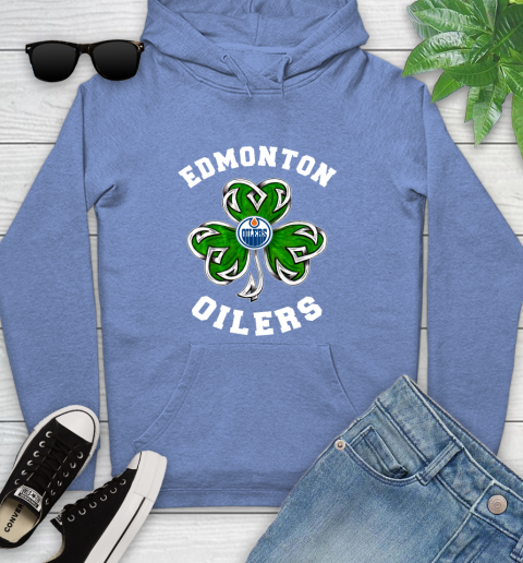 NHL Edmonton Oilers Three Leaf Clover St Patrick's Day Hockey Sports Youth Hoodie 13