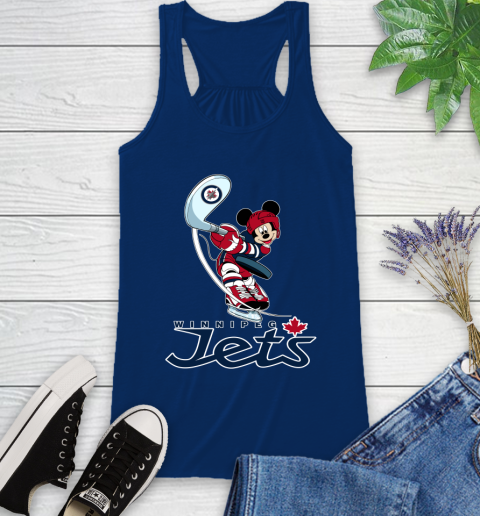 NHL Hockey Winnipeg Jets Cheerful Mickey Mouse Shirt Racerback Tank 8