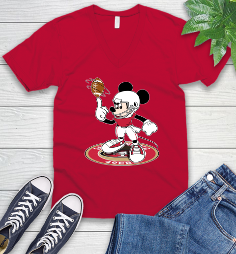 NFL Football San Francisco 49ers Cheerful Mickey Disney Shirt V-Neck T-Shirt 7