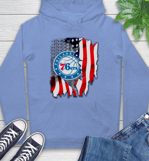 Philadelphia 76ers NBA Basketball American Flag Hoodie 11