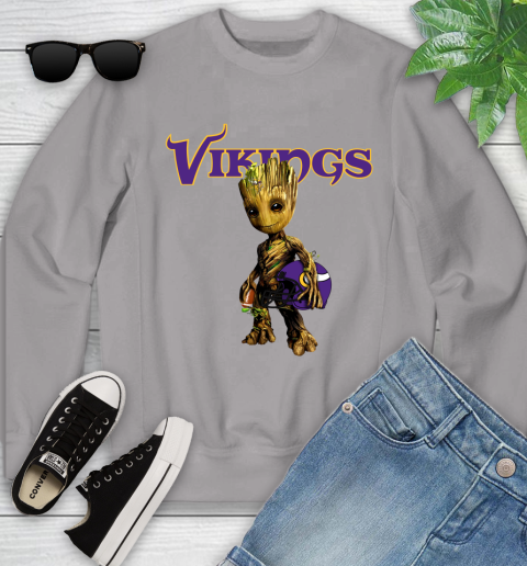 Minnesota Vikings NFL Football Groot Marvel Guardians Of The Galaxy Youth Sweatshirt 4