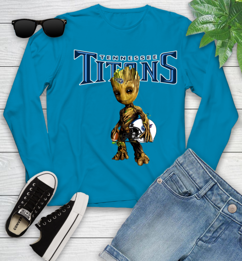 Tennessee Titans NFL Football Groot Marvel Guardians Of The Galaxy Youth Long Sleeve 7