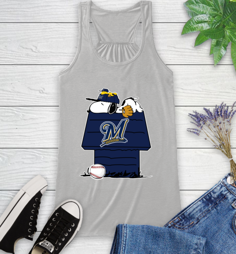 MLB Milwaukee Brewers Snoopy Woodstock The Peanuts Movie Baseball T Shirt Racerback Tank