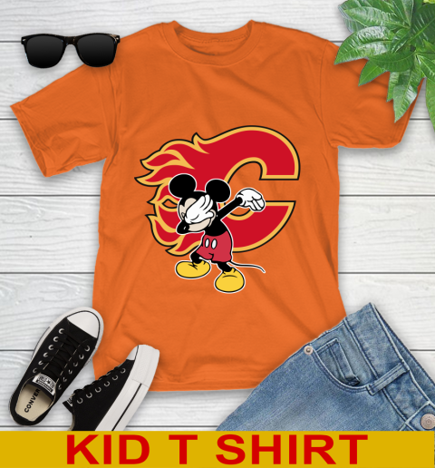 Calgary Flames NHL Hockey Dabbing Mickey Disney Sports Youth T-Shirt 7