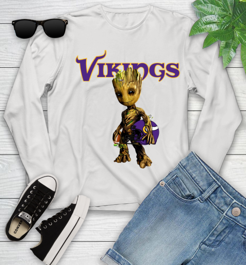 Minnesota Vikings NFL Football Groot Marvel Guardians Of The Galaxy Youth Long Sleeve