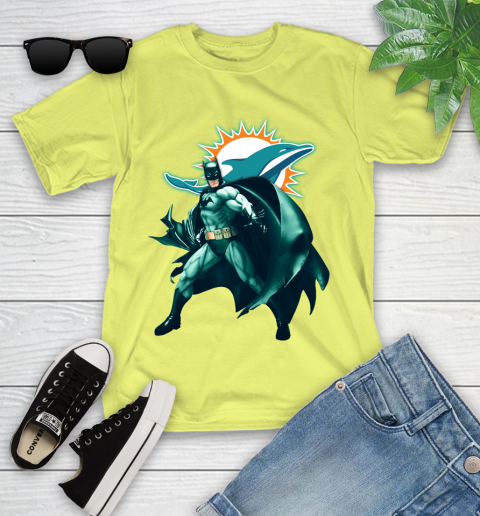 NFL Batman Football Sports Miami Dolphins Youth T-Shirt 8