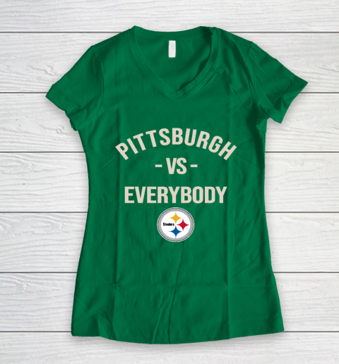 Pittsburgh Steelers Vs Everybody Women's V-Neck T-Shirt 3