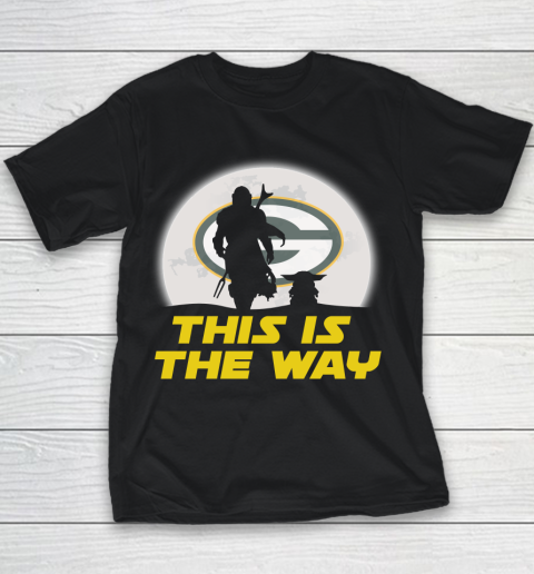 Green Bay Packers NFL Football Star Wars Yoda And Mandalorian This Is The Way Youth T-Shirt