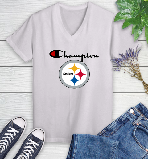 NFL Football Pittsburgh Steelers Champion Shirt Women's V-Neck T-Shirt