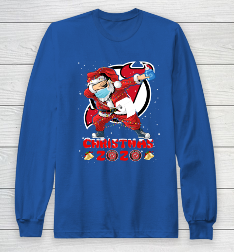 New Jersey Devils Funny Santa Claus Dabbing Christmas 2020 NHL Long Sleeve T-Shirt 6