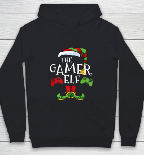 Gamer Elf Family Matching Christmas Funny Gaming Pajama Youth Hoodie