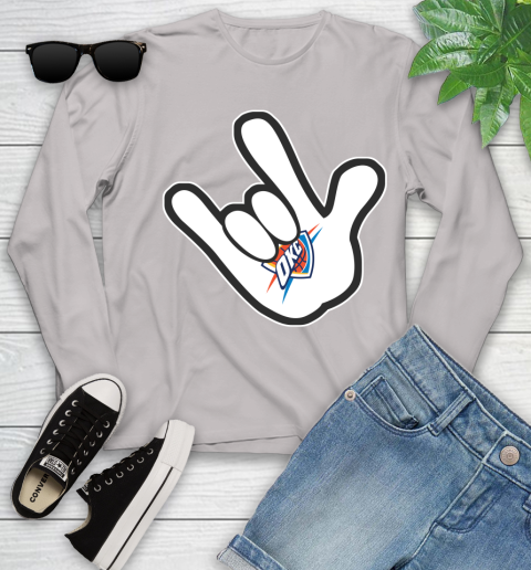 Oklahoma City Thunder NBA Basketball Mickey Rock Hand Disney Youth Long Sleeve 12