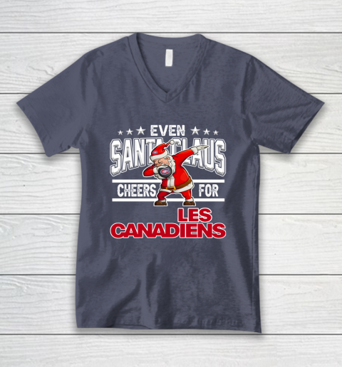 Montreal Canadiens Even Santa Claus Cheers For Christmas NHL V-Neck T-Shirt 7
