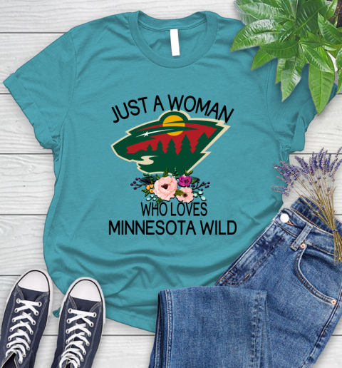 NHL Just A Woman Who Loves Minnesota Wild Hockey Sports Women's T-Shirt 11