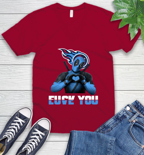 NHL Tennessee Titans Deadpool Love You Fuck You Football Sports V-Neck T-Shirt 7