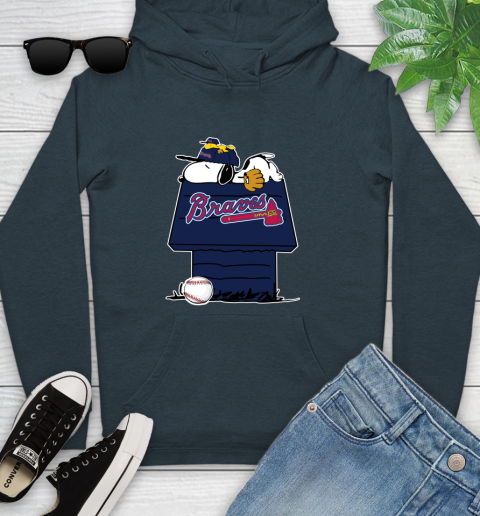 MLB Atlanta Braves Snoopy Woodstock The Peanuts Movie Baseball T Shirt Youth Hoodie 8