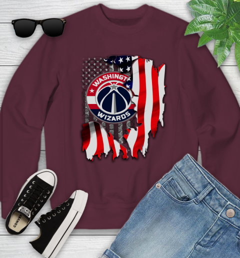 Washington Wizards NBA Basketball American Flag Youth Sweatshirt 4