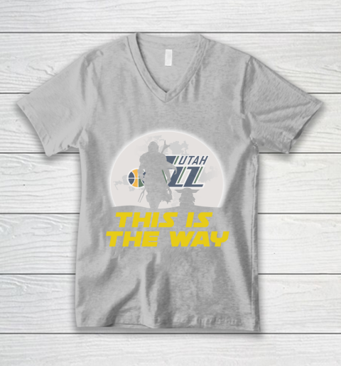 Utah Jazz NBA Basketball Star Wars Yoda And Mandalorian This Is The Way V-Neck T-Shirt 3