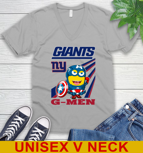 NFL Football New York Giants Captain America Marvel Avengers Minion Shirt V-Neck T-Shirt 3
