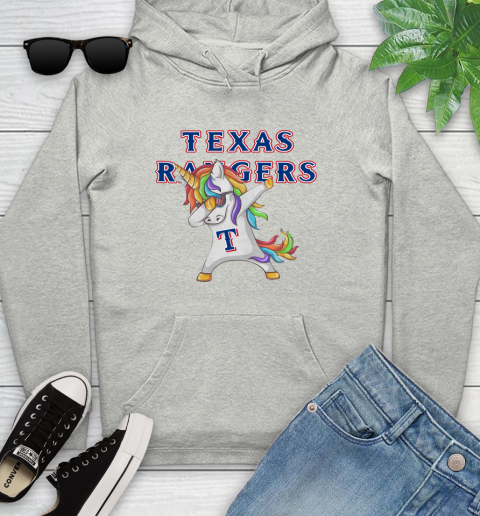 Texas Rangers MLB Baseball Funny Unicorn Dabbing Sports Youth Hoodie