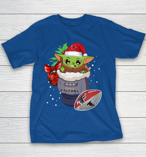 Atlanta Falcons Christmas Baby Yoda Star Wars Funny Happy NFL Youth T-Shirt 8