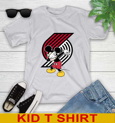 Portland Trail Blazers NBA Basketball Dabbing Mickey Disney Sports Youth T-Shirt 5