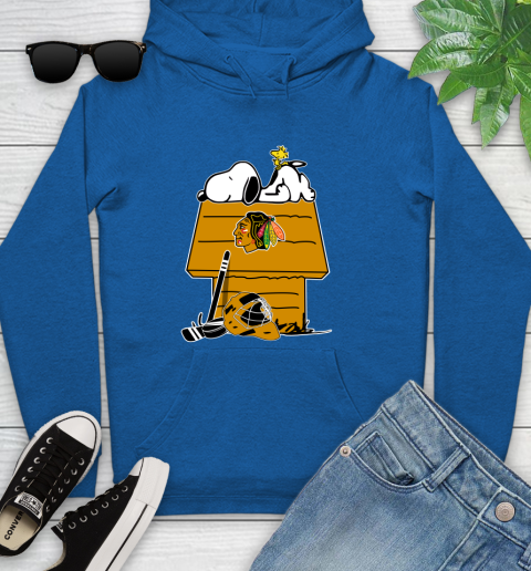 Chicago Blackhawks NHL Hockey Snoopy Woodstock The Peanuts Movie Youth Hoodie 9