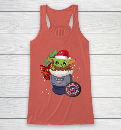 Columbus Blue Jackets Christmas Baby Yoda Star Wars Funny Happy NHL Racerback Tank 4
