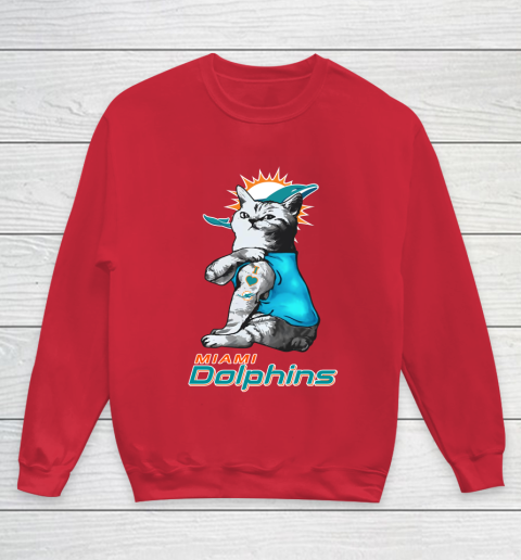 NFL Football My Cat Loves Miami Dolphins Youth Sweatshirt 7