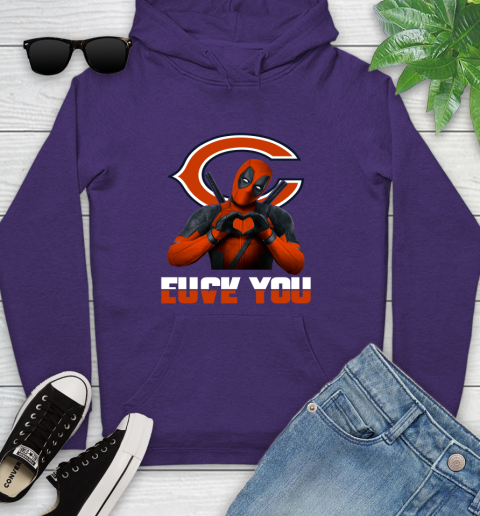 NHL Chicago Bears Deadpool Love You Fuck You Football Sports Youth Hoodie 5
