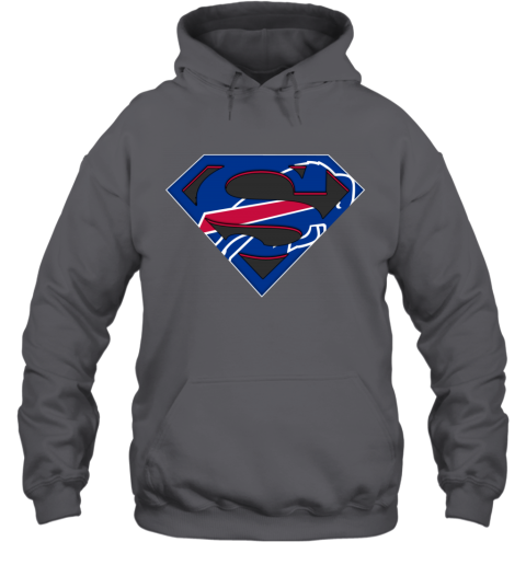 NFL Buffalo Bills Logo Superman mriy nfl buffalo bills logo superman hoodie 23 front charcoal