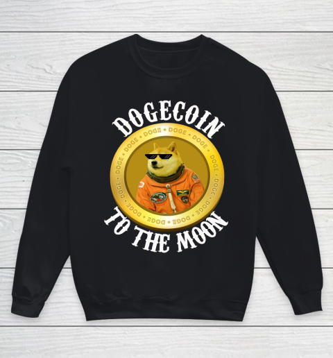 Dogecoin Cool Moon Astronaut Meme Crypto Youth Sweatshirt