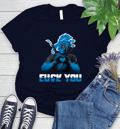 NHL Detroit Lions Deadpool Love You Fuck You Football Sports Women's T-Shirt 2