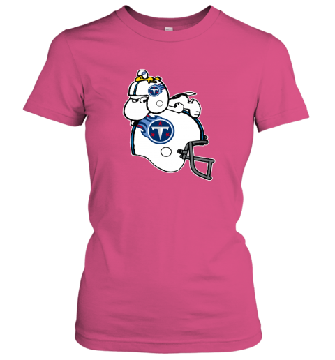 Snoopy And Woodstock Resting On Tennessee Titans Helmet spz6 snoopy and woodstock resting on tennessee titans helmet ladies t shirt 20 front heliconia