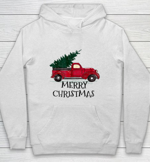 Vintage Red Truck With Merry Christmas Tree Hoodie